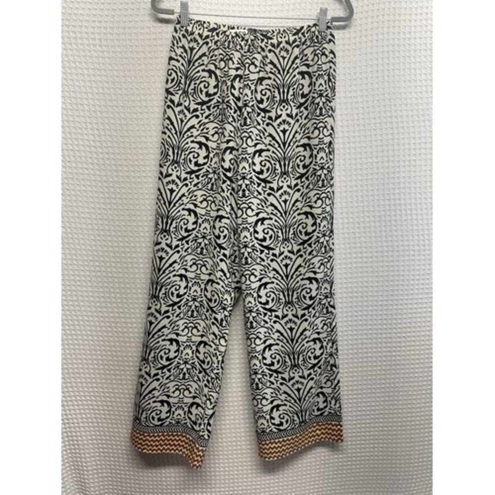NWOT Soft Surroundings Black/White Tropical Wide Leg Palazzo Pants Women S China